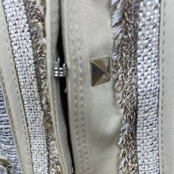 White House Black Market Womens Jacket Silver & Cream Open Front Modern Sz 4 - Picture 6 of 11